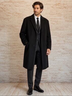 Men's Black cashmere/wool dress overcoat size XL